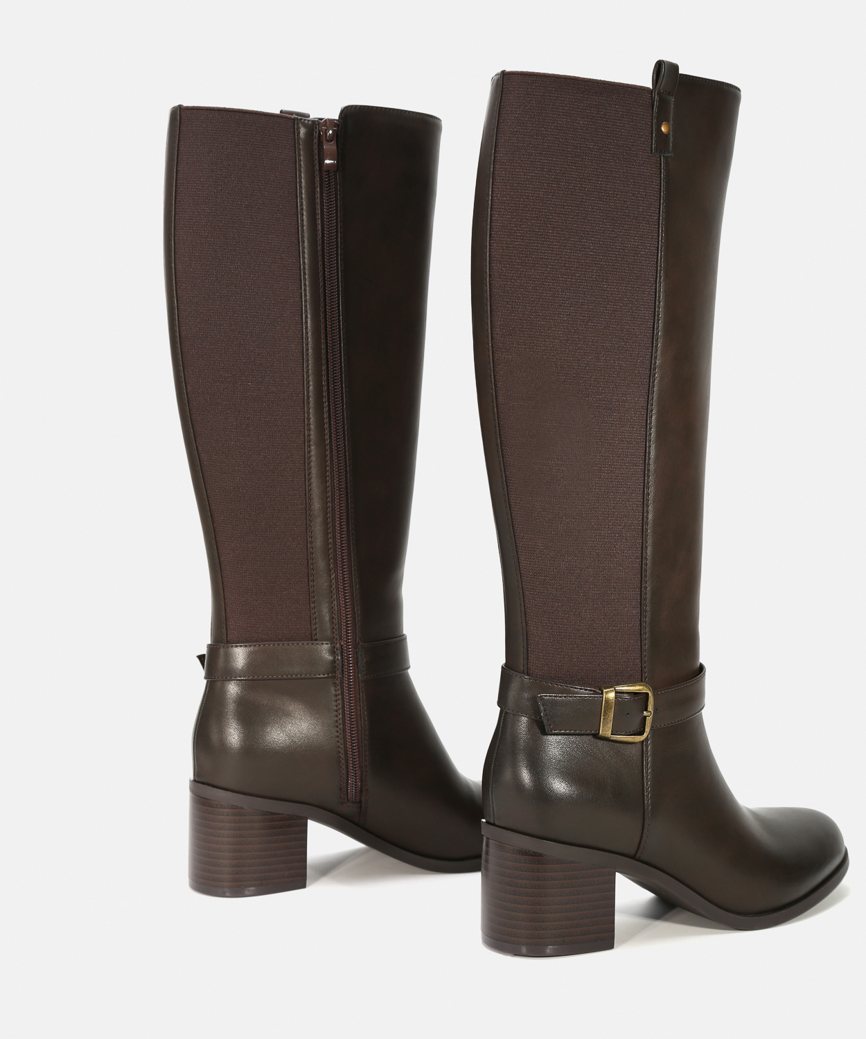 Botas altas castanhas salto fivela image number null